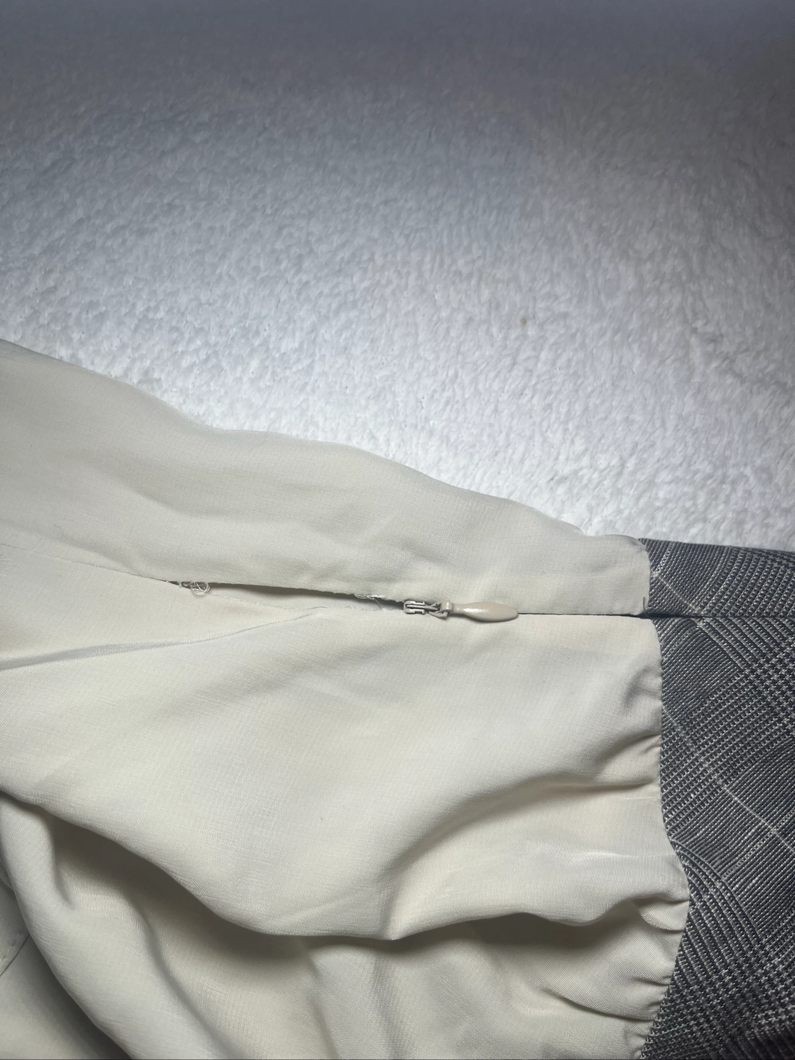Mexx tweemateriaal jurk beige en grijs geruit maat 46 – photo 5
